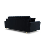 Kyoto 3-Sitzer Sofa mit Schlaffunktion und Stauraum, aus Samt in Dunkelblau (Riviera 79), 235x100x88 cm von Cosmopolitan Design – Bild 4