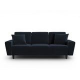 Kyoto 3-Sitzer Sofa mit Schlaffunktion und Stauraum, aus Samt in Dunkelblau (Riviera 79), 235x100x88 cm von Cosmopolitan Design – Bild 1