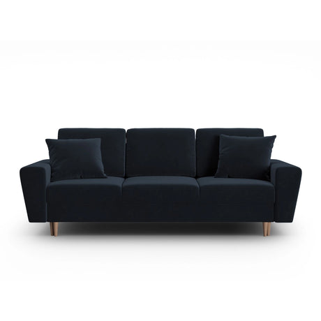 Kyoto 3-Sitzer Sofa mit Schlaffunktion und Stauraum, aus Samt in Dunkelblau (Riviera 79), 235x100x88 cm von Cosmopolitan Design – Bild 1