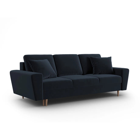 Kyoto 3-Sitzer Sofa mit Schlaffunktion und Stauraum, aus Samt in Dunkelblau (Riviera 79), 235x100x88 cm von Cosmopolitan Design – Bild 3
