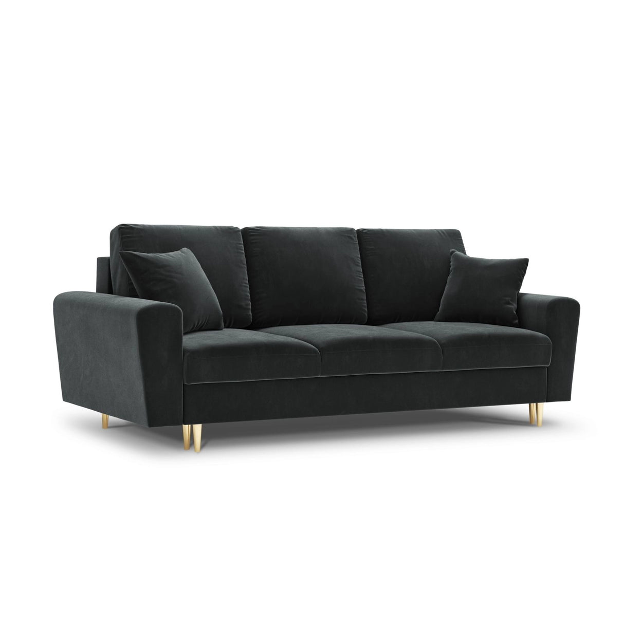 Kyoto 3-Sitzer Sofa mit Schlaffunktion und Stauraum, aus Samt in Dunkelgrau (Riviera 95), 235x100x88 cm von Cosmopolitan Design – Bild 1