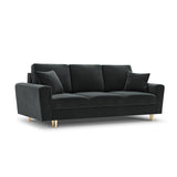 Kyoto 3-Sitzer Sofa mit Schlaffunktion und Stauraum, aus Samt in Dunkelgrau (Riviera 95), 235x100x88 cm von Cosmopolitan Design – Bild 1