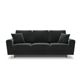 Kyoto 3-Sitzer Sofa mit Schlaffunktion und Stauraum, aus Samt in Dunkelgrau (Riviera 95), 235x100x88 cm von Cosmopolitan Design – Bild 3