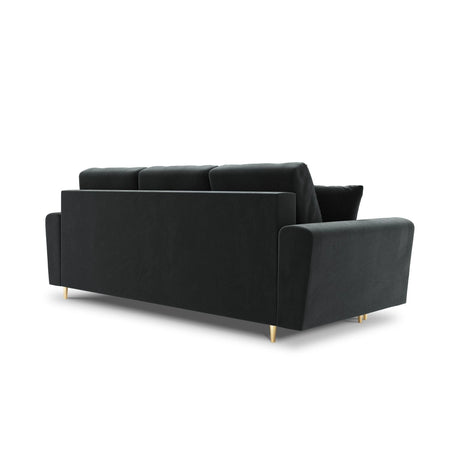 Kyoto 3-Sitzer Sofa mit Schlaffunktion und Stauraum, aus Samt in Dunkelgrau (Riviera 95), 235x100x88 cm von Cosmopolitan Design – Bild 4