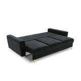 Kyoto 3-Sitzer Sofa mit Schlaffunktion und Stauraum, aus Samt in Dunkelgrau (Riviera 95), 235x100x88 cm von Cosmopolitan Design – Bild 5