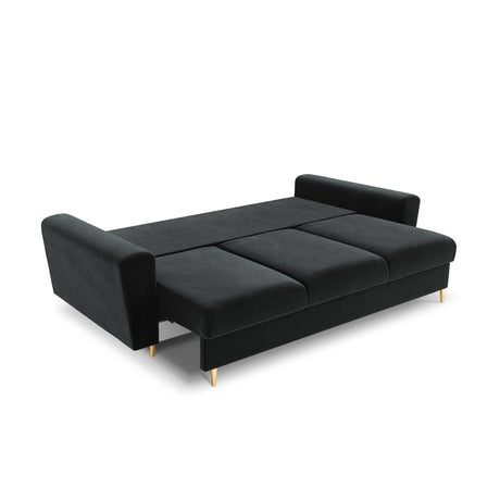 Kyoto 3-Sitzer Sofa mit Schlaffunktion und Stauraum, aus Samt in Dunkelgrau (Riviera 95), 235x100x88 cm von Cosmopolitan Design – Bild 5