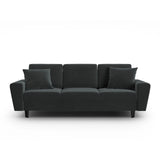 Kyoto 3-Sitzer Sofa mit Schlaffunktion und Stauraum, aus Samt in Dunkelgrau (Riviera 95), 235x100x88 cm von Cosmopolitan Design – Bild 1