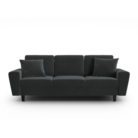 Kyoto 3-Sitzer Sofa mit Schlaffunktion und Stauraum, aus Samt in Dunkelgrau (Riviera 95), 235x100x88 cm von Cosmopolitan Design – Bild 1