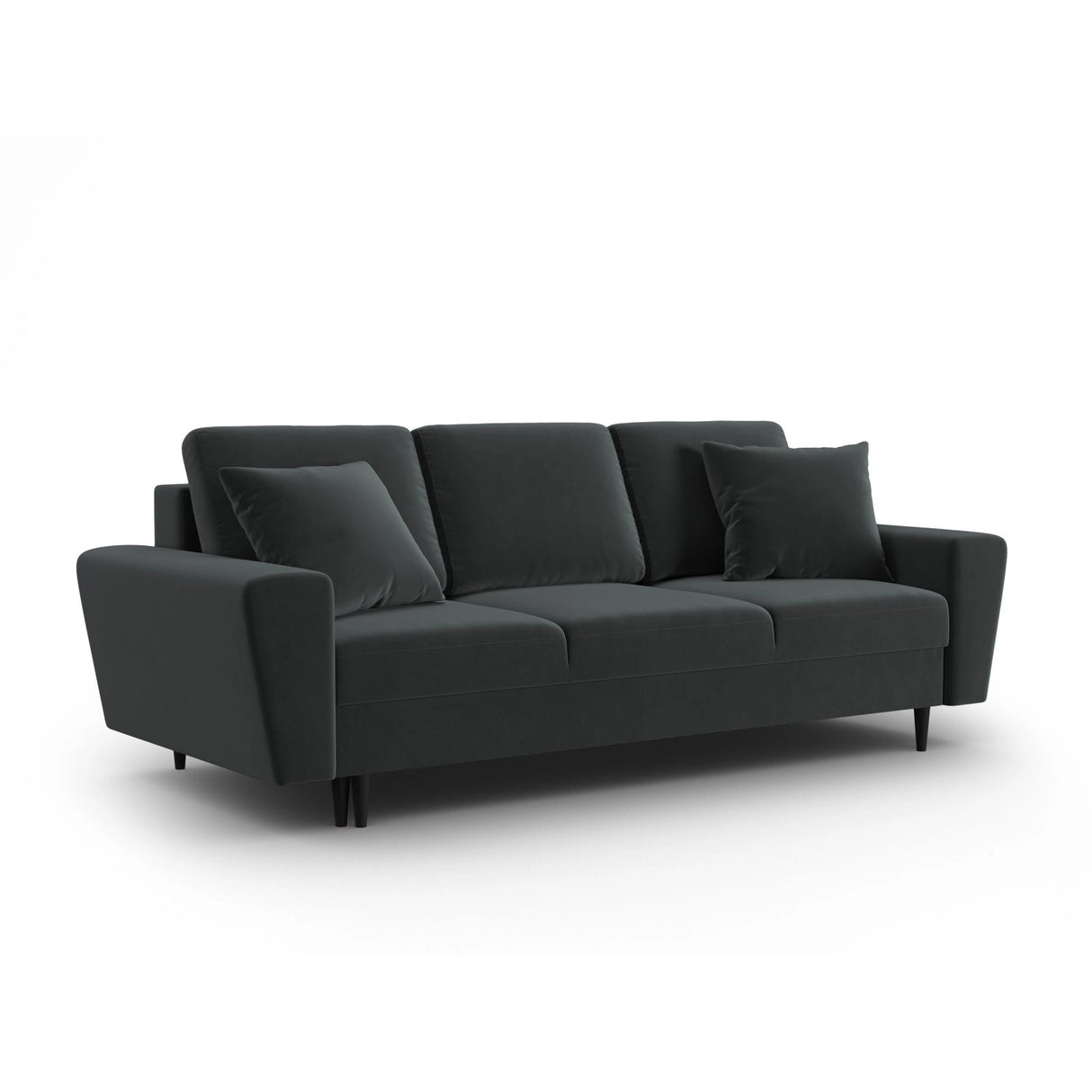 Kyoto 3-Sitzer Sofa mit Schlaffunktion und Stauraum, aus Samt in Dunkelgrau (Riviera 95), 235x100x88 cm von Cosmopolitan Design – Bild 3