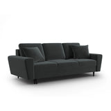 Kyoto 3-Sitzer Sofa mit Schlaffunktion und Stauraum, aus Samt in Dunkelgrau (Riviera 95), 235x100x88 cm von Cosmopolitan Design – Bild 3