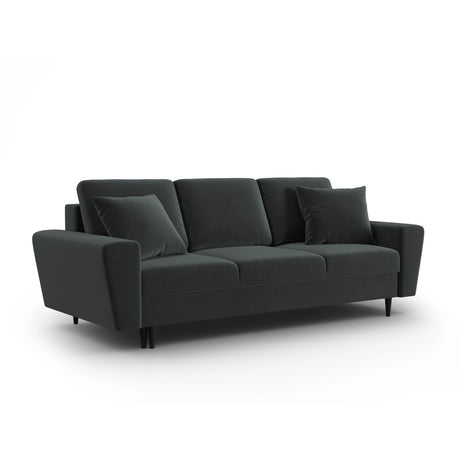 Kyoto 3-Sitzer Sofa mit Schlaffunktion und Stauraum, aus Samt in Dunkelgrau (Riviera 95), 235x100x88 cm von Cosmopolitan Design – Bild 3