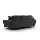 Kyoto 3-Sitzer Sofa mit Schlaffunktion und Stauraum, aus Samt in Dunkelgrau (Riviera 95), 235x100x88 cm von Cosmopolitan Design – Bild 4