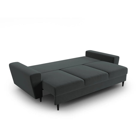 Kyoto 3-Sitzer Sofa mit Schlaffunktion und Stauraum, aus Samt in Dunkelgrau (Riviera 95), 235x100x88 cm von Cosmopolitan Design – Bild 5