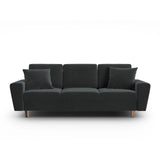 Kyoto 3-Sitzer Sofa mit Schlaffunktion und Stauraum, aus Samt in Dunkelgrau (Riviera 95), 235x100x88 cm von Cosmopolitan Design – Bild 1