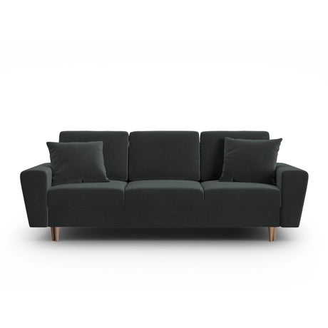 Kyoto 3-Sitzer Sofa mit Schlaffunktion und Stauraum, aus Samt in Dunkelgrau (Riviera 95), 235x100x88 cm von Cosmopolitan Design – Bild 1