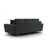 Kyoto 3-Sitzer Sofa mit Schlaffunktion und Stauraum, aus Samt in Dunkelgrau (Riviera 95), 235x100x88 cm von Cosmopolitan Design – Bild 4