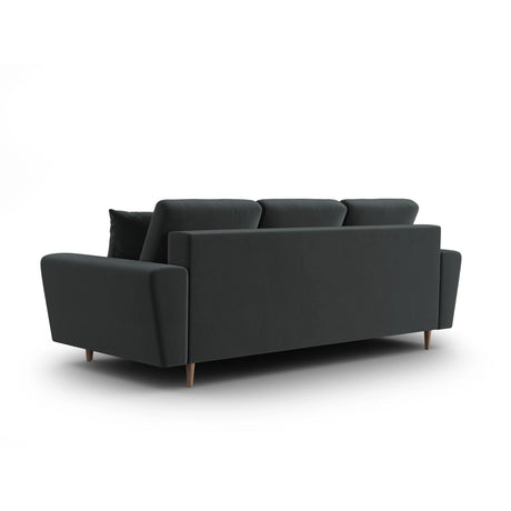 Kyoto 3-Sitzer Sofa mit Schlaffunktion und Stauraum, aus Samt in Dunkelgrau (Riviera 95), 235x100x88 cm von Cosmopolitan Design – Bild 4