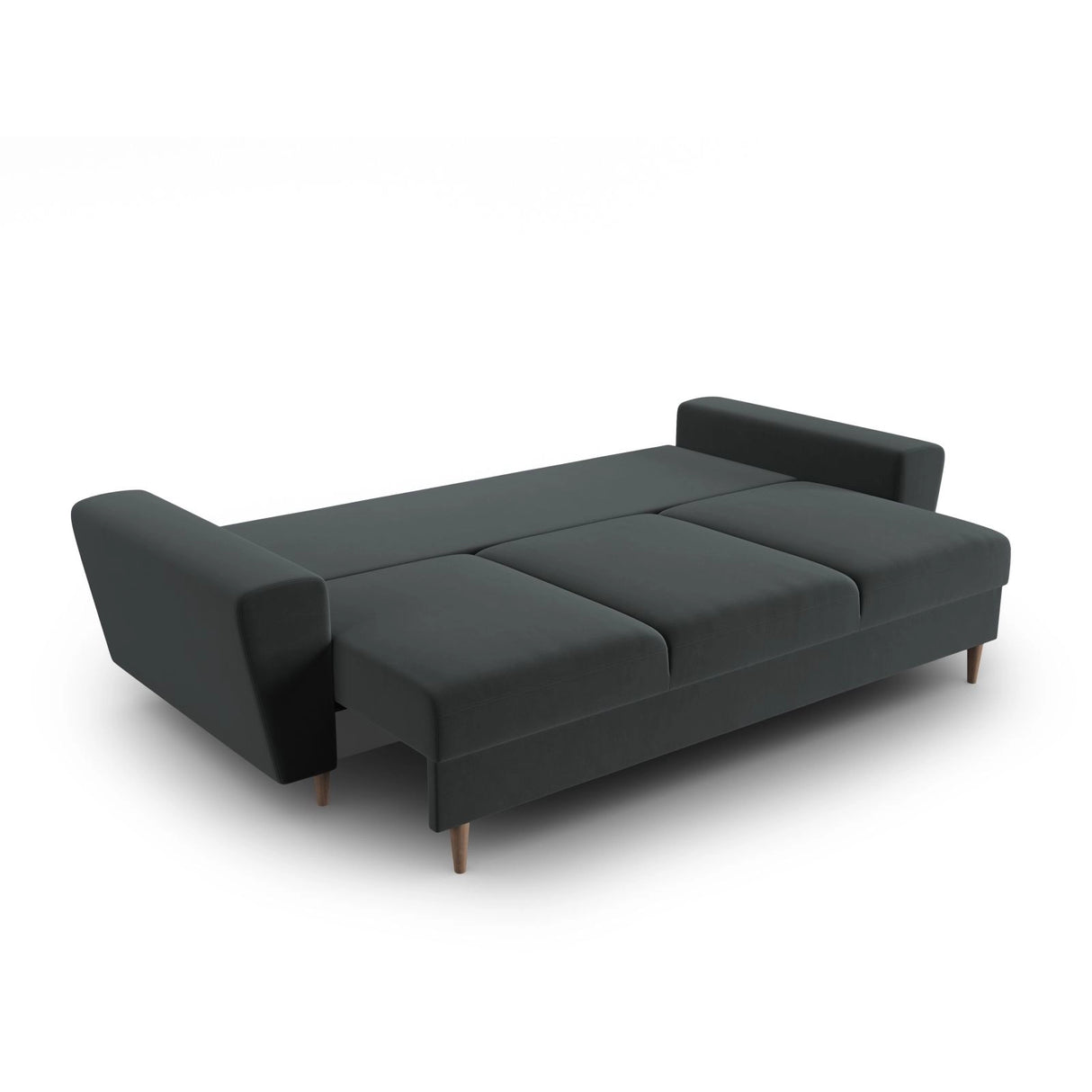 Kyoto 3-Sitzer Sofa mit Schlaffunktion und Stauraum, aus Samt in Dunkelgrau (Riviera 95), 235x100x88 cm von Cosmopolitan Design – Bild 5