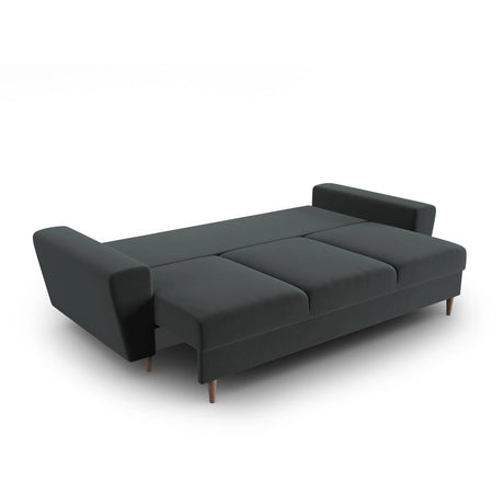 Kyoto 3-Sitzer Sofa mit Schlaffunktion und Stauraum, aus Samt in Dunkelgrau (Riviera 95), 235x100x88 cm von Cosmopolitan Design – Bild 5