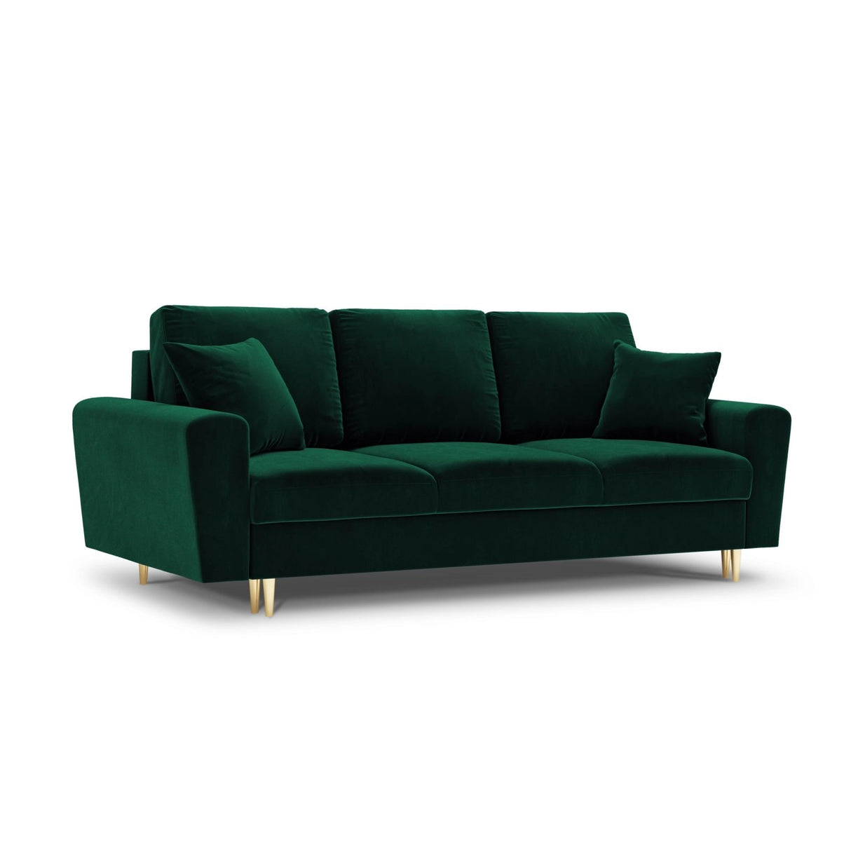 Kyoto 3-Sitzer Sofa mit Schlaffunktion und Stauraum, aus Samt in Flaschengrün (Riviera 38), 235x100x88 cm von Cosmopolitan Design – Bild 1