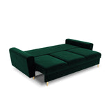 Kyoto 3-Sitzer Sofa mit Schlaffunktion und Stauraum, aus Samt in Flaschengrün (Riviera 38), 235x100x88 cm von Cosmopolitan Design – Bild 5
