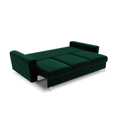 Kyoto 3-Sitzer Sofa mit Schlaffunktion und Stauraum, aus Samt in Flaschengrün (Riviera 38), 235x100x88 cm von Cosmopolitan Design – Bild 5