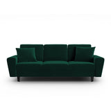 Kyoto 3-Sitzer Sofa mit Schlaffunktion und Stauraum, aus Samt in Flaschengrün (Riviera 38), 235x100x88 cm von Cosmopolitan Design – Bild 1