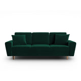 Kyoto 3-Sitzer Sofa mit Schlaffunktion und Stauraum, aus Samt in Flaschengrün (Riviera 38), 235x100x88 cm von Cosmopolitan Design – Bild 1