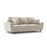 Kyoto 3-Sitzer Sofa mit Schlaffunktion und Stauraum, aus Samt in Hellbeige (Riviera 21), 235x100x88 cm von Cosmopolitan Design – Bild 1