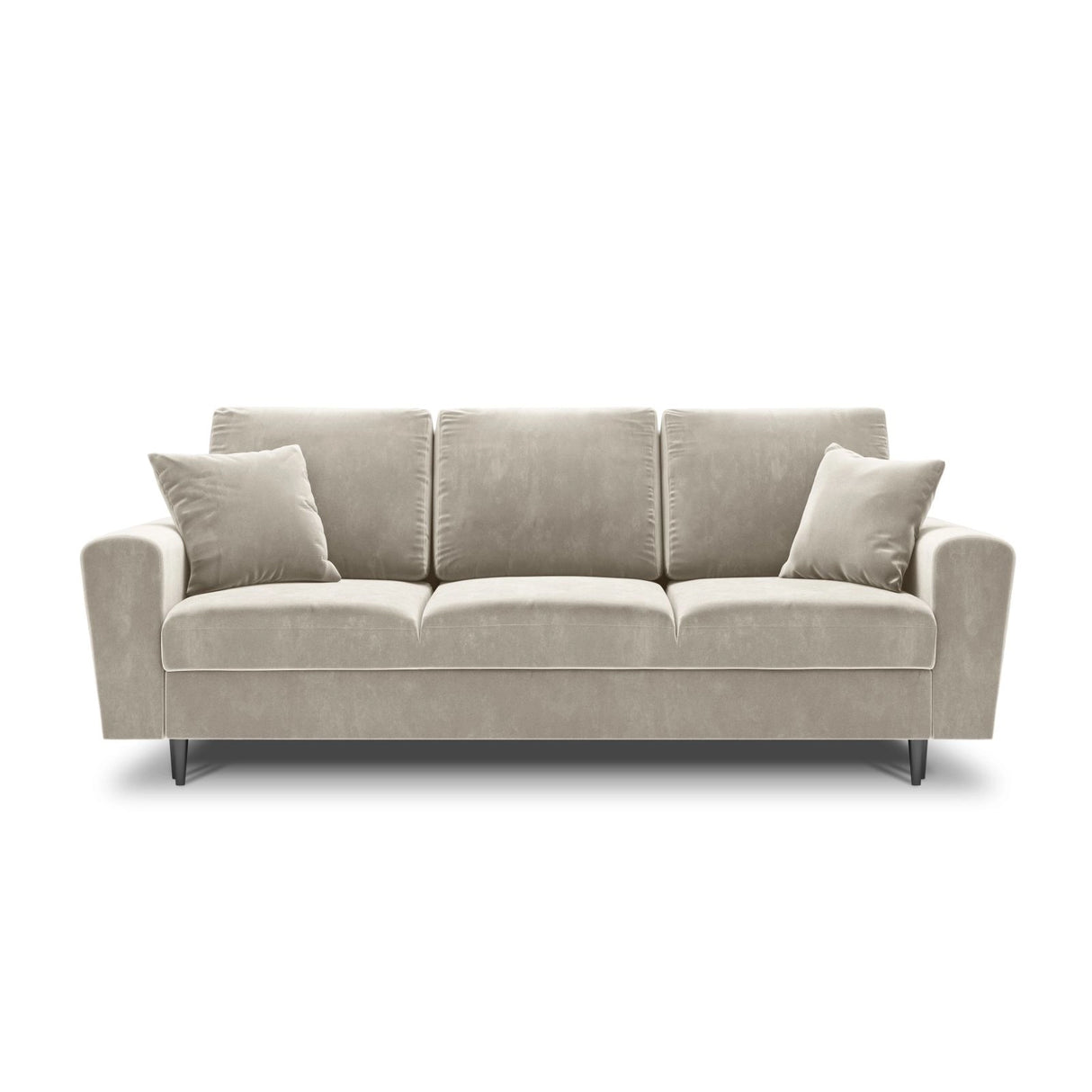 Kyoto 3-Sitzer Sofa mit Schlaffunktion und Stauraum, aus Samt in Hellbeige (Riviera 21), 235x100x88 cm von Cosmopolitan Design – Bild 3