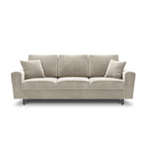 Kyoto 3-Sitzer Sofa mit Schlaffunktion und Stauraum, aus Samt in Hellbeige (Riviera 21), 235x100x88 cm von Cosmopolitan Design – Bild 3