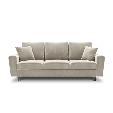 Kyoto 3-Sitzer Sofa mit Schlaffunktion und Stauraum, aus Samt in Hellbeige (Riviera 21), 235x100x88 cm von Cosmopolitan Design – Bild 3