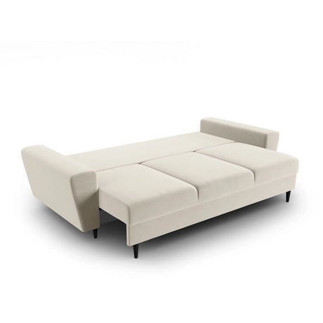 Kyoto 3-Sitzer Sofa mit Schlaffunktion und Stauraum, aus Samt in Hellbeige (Riviera 21), 235x100x88 cm von Cosmopolitan Design – Bild 5
