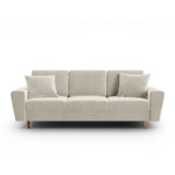 Kyoto 3-Sitzer Sofa mit Schlaffunktion und Stauraum, aus Samt in Hellbeige (Riviera 21), 235x100x88 cm von Cosmopolitan Design – Bild 1