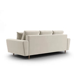 Kyoto 3-Sitzer Sofa mit Schlaffunktion und Stauraum, aus Samt in Hellbeige (Riviera 21), 235x100x88 cm von Cosmopolitan Design – Bild 4