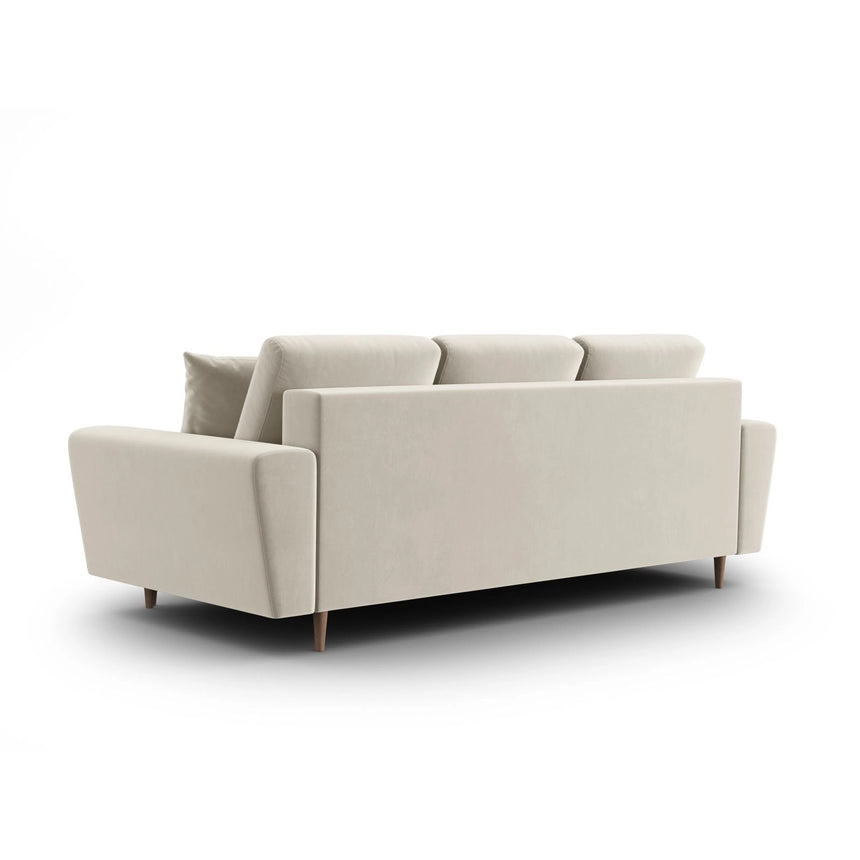 Kyoto 3-Sitzer Sofa mit Schlaffunktion und Stauraum, aus Samt in Hellbeige (Riviera 21), 235x100x88 cm von Cosmopolitan Design – Bild 4