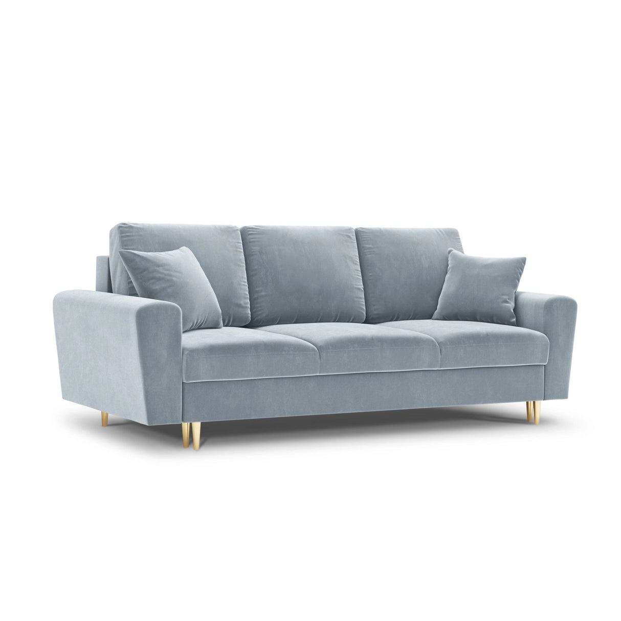 Kyoto 3-Sitzer Sofa mit Schlaffunktion und Stauraum, aus Samt in Hellblau (Riviera 80), 235x100x88 cm von Cosmopolitan Design – Bild 1