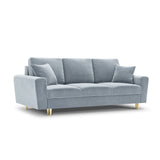 Kyoto 3-Sitzer Sofa mit Schlaffunktion und Stauraum, aus Samt in Hellblau (Riviera 80), 235x100x88 cm von Cosmopolitan Design – Bild 1