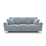 Kyoto 3-Sitzer Sofa mit Schlaffunktion und Stauraum, aus Samt in Hellblau (Riviera 80), 235x100x88 cm von Cosmopolitan Design – Bild 3