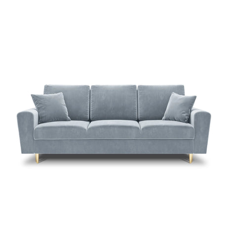 Kyoto 3-Sitzer Sofa mit Schlaffunktion und Stauraum, aus Samt in Hellblau (Riviera 80), 235x100x88 cm von Cosmopolitan Design – Bild 3
