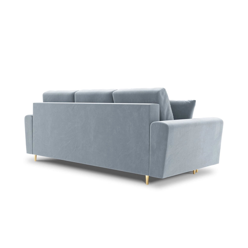 Kyoto 3-Sitzer Sofa mit Schlaffunktion und Stauraum, aus Samt in Hellblau (Riviera 80), 235x100x88 cm von Cosmopolitan Design – Bild 4