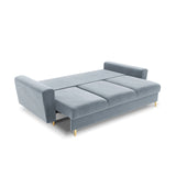 Kyoto 3-Sitzer Sofa mit Schlaffunktion und Stauraum, aus Samt in Hellblau (Riviera 80), 235x100x88 cm von Cosmopolitan Design – Bild 5