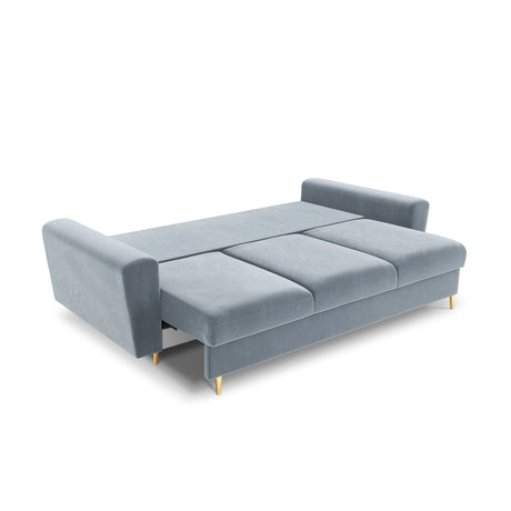 Kyoto 3-Sitzer Sofa mit Schlaffunktion und Stauraum, aus Samt in Hellblau (Riviera 80), 235x100x88 cm von Cosmopolitan Design – Bild 5