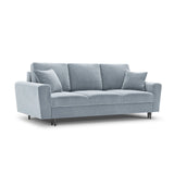 Kyoto 3-Sitzer Sofa mit Schlaffunktion und Stauraum, aus Samt in Hellblau (Riviera 80), 235x100x88 cm von Cosmopolitan Design – Bild 1