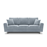 Kyoto 3-Sitzer Sofa mit Schlaffunktion und Stauraum, aus Samt in Hellblau (Riviera 80), 235x100x88 cm von Cosmopolitan Design – Bild 3
