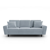 Kyoto 3-Sitzer Sofa mit Schlaffunktion und Stauraum, aus Samt in Hellblau (Riviera 80), 235x100x88 cm von Cosmopolitan Design – Bild 1