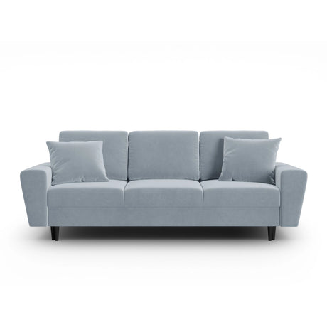 Kyoto 3-Sitzer Sofa mit Schlaffunktion und Stauraum, aus Samt in Hellblau (Riviera 80), 235x100x88 cm von Cosmopolitan Design – Bild 1
