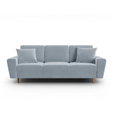 Kyoto 3-Sitzer Sofa mit Schlaffunktion und Stauraum, aus Samt in Hellblau (Riviera 80), 235x100x88 cm von Cosmopolitan Design – Bild 1