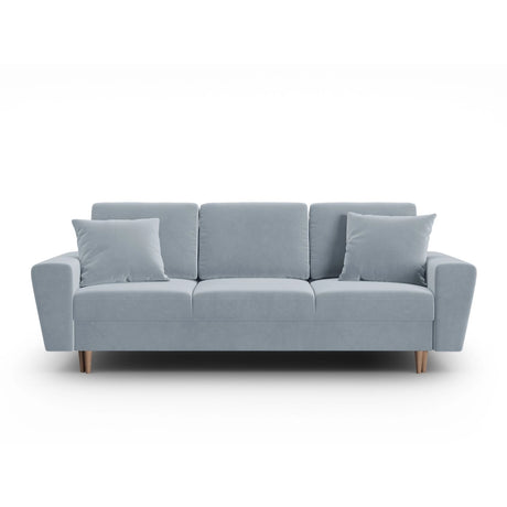 Kyoto 3-Sitzer Sofa mit Schlaffunktion und Stauraum, aus Samt in Hellblau (Riviera 80), 235x100x88 cm von Cosmopolitan Design – Bild 1
