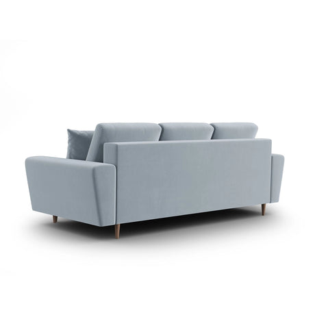 Kyoto 3-Sitzer Sofa mit Schlaffunktion und Stauraum, aus Samt in Hellblau (Riviera 80), 235x100x88 cm von Cosmopolitan Design – Bild 4